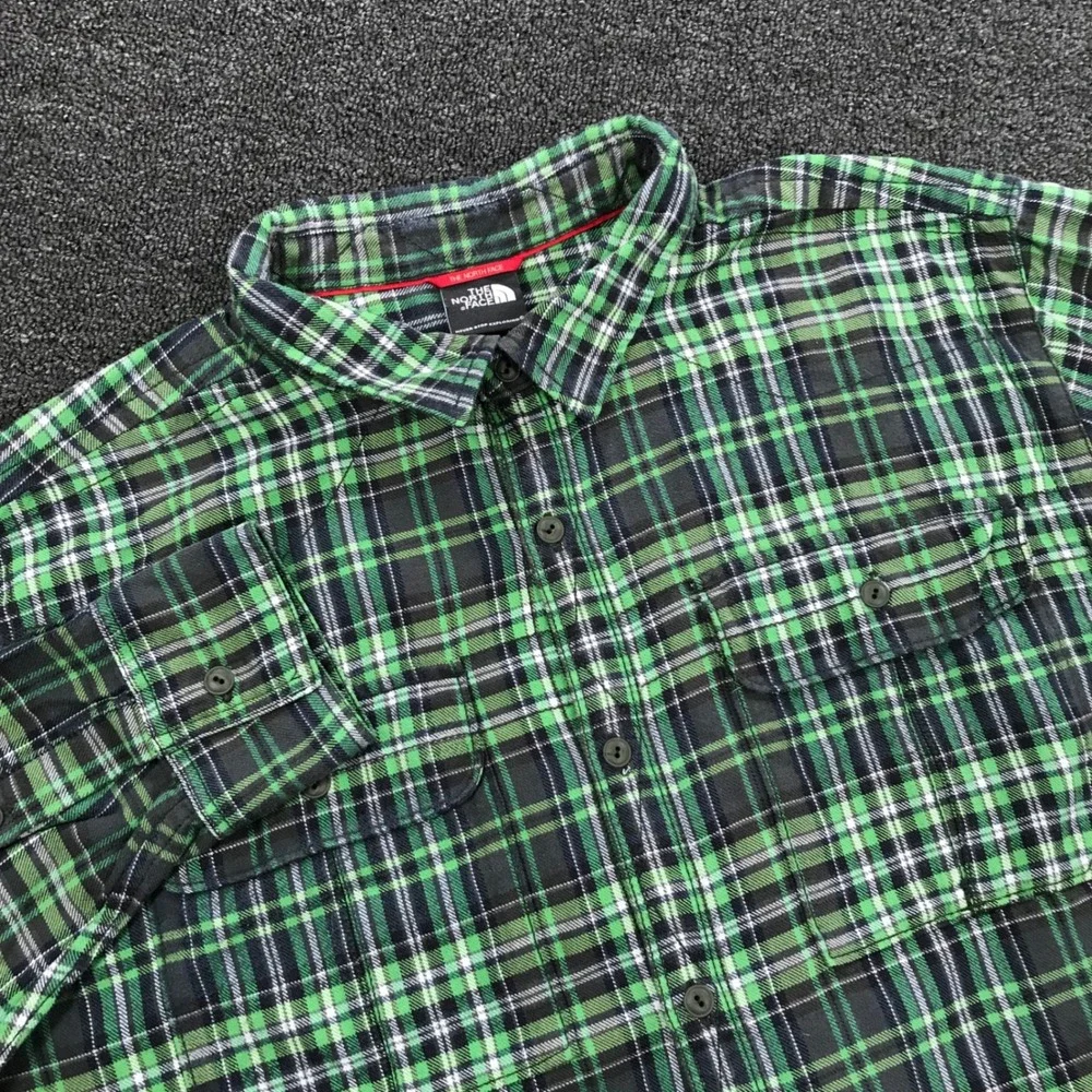 The North Face Mens XXL Green Plaid Flannel L/S Button Down Shirt XXL/TTG
